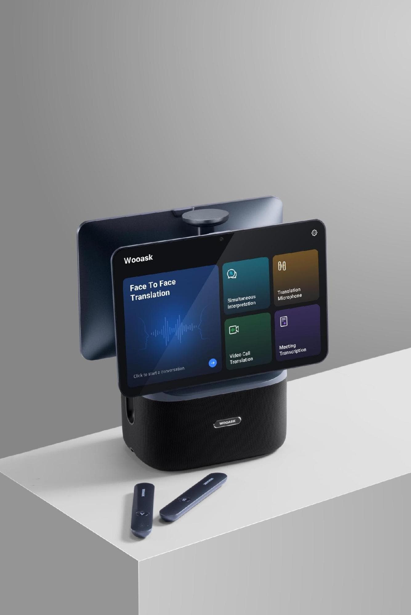 Wooask AI TransNote T05 - 데스크에 두는 듀얼스크린 AI 통역 허브