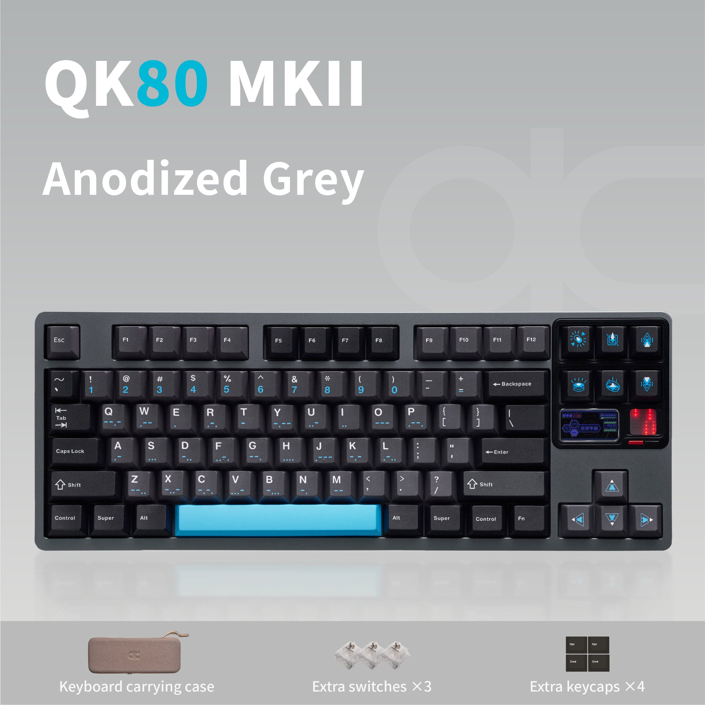 QwertyKeys QK80 Mk2 - OLED 달린 80% 트라이모드 완제품 키보드