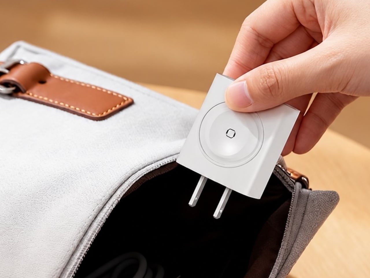 カバンに入れやすい小さなプラグ型充電器