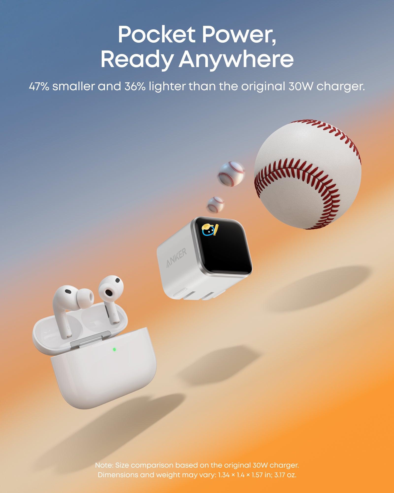 Anker Nano 45W Smart Display Charger 크기 비교