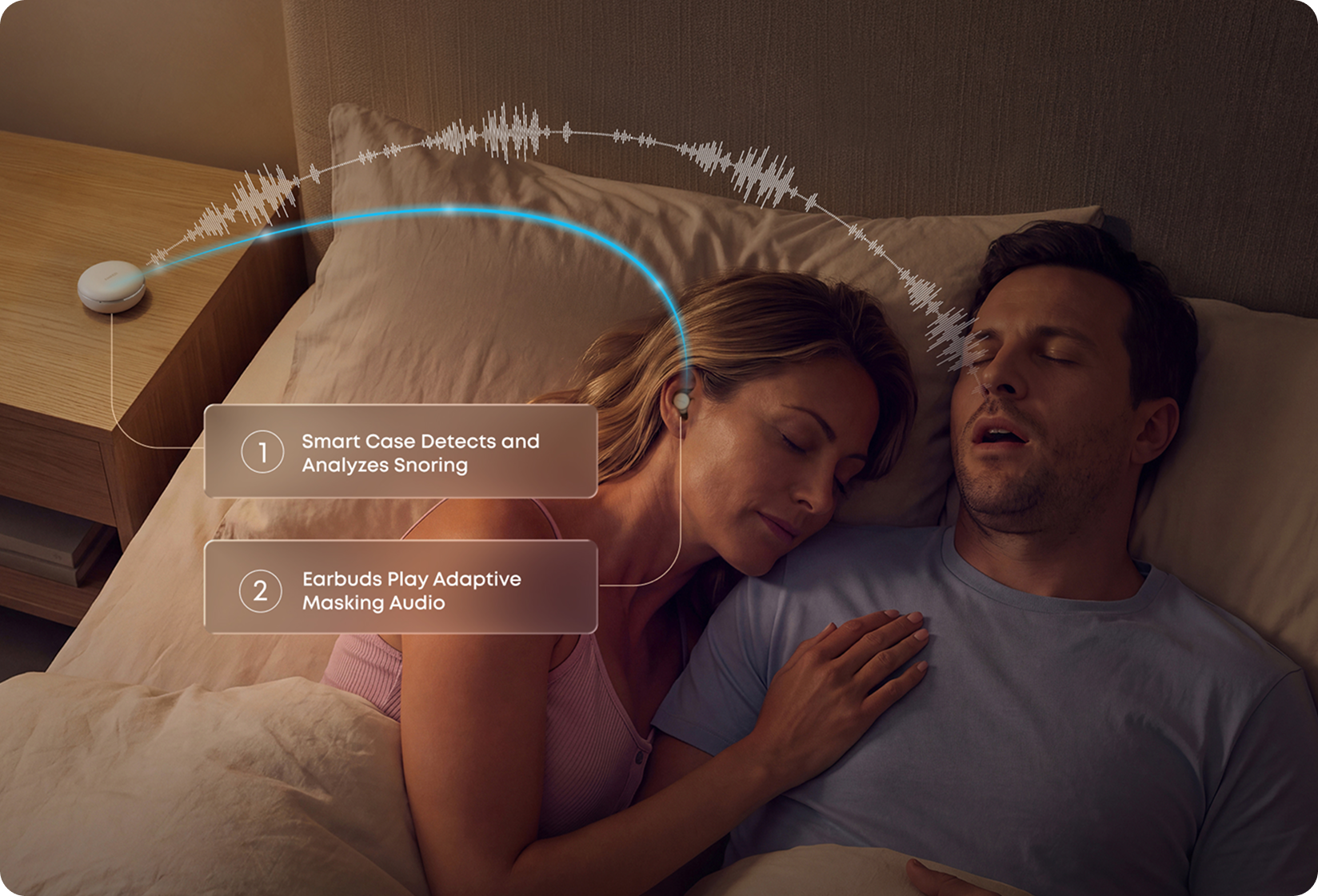 Anker soundcore Sleep Earbuds 4 Pro 디테일 3, 코골이 감지 후 마스킹 사운드 재생 과정