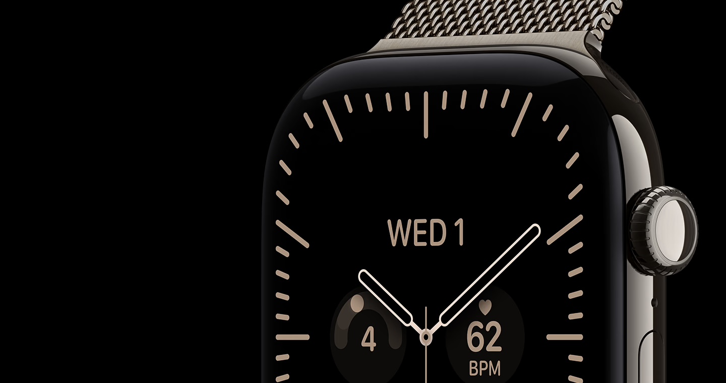 Apple Watch Series 12 티타늄 메시 밴드 클로즈업