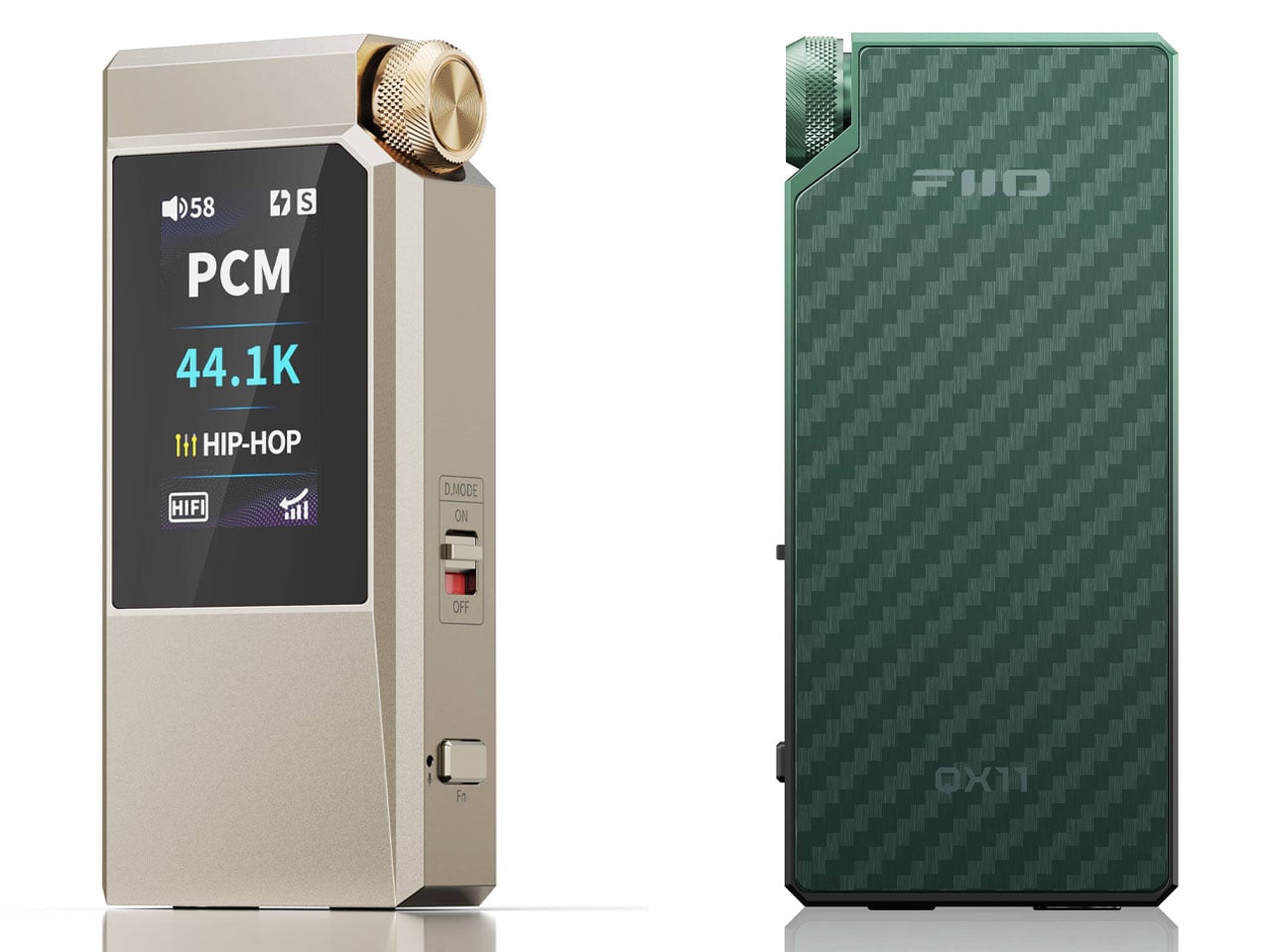 FiiO QX11 디테일, 두 컬러 측면 비교