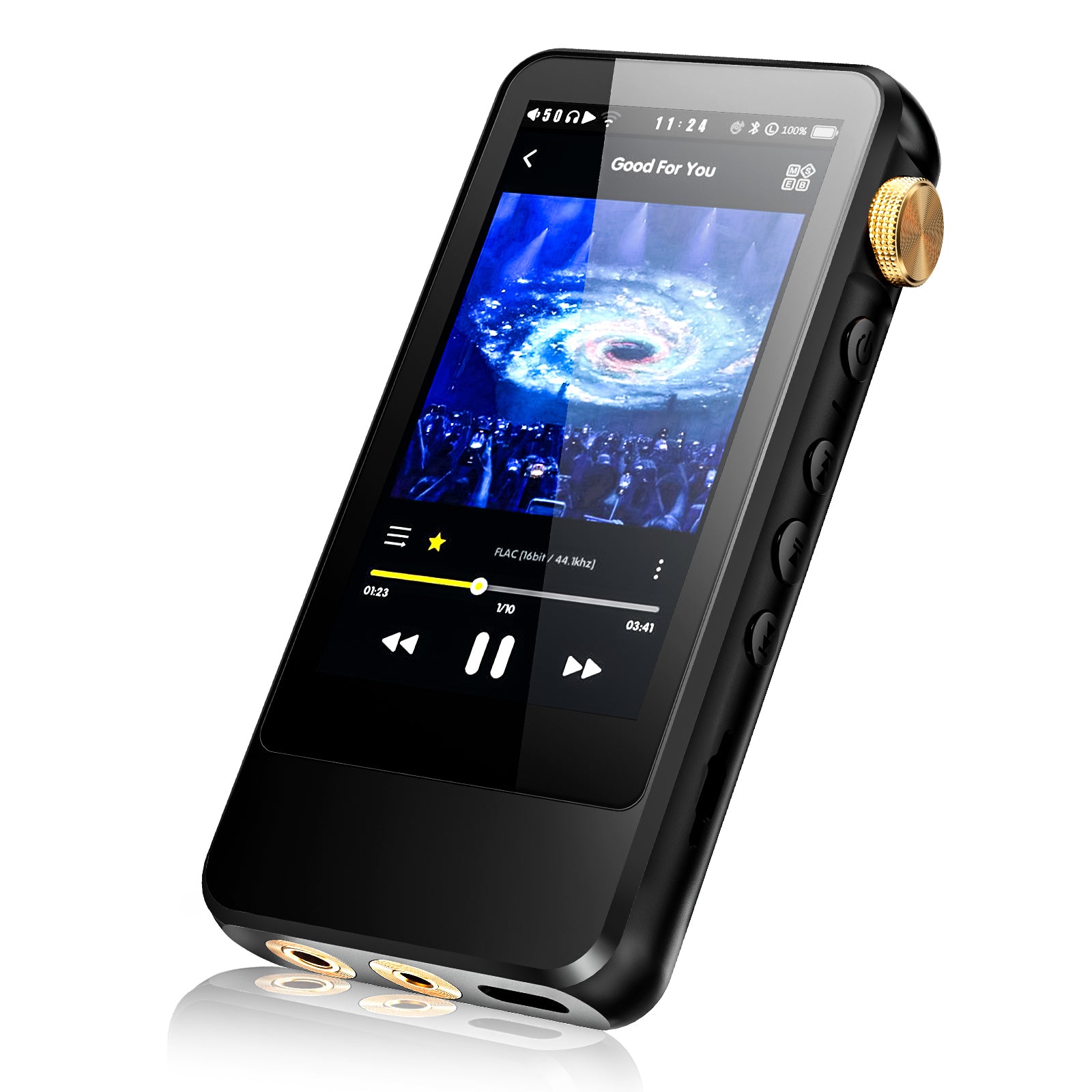HIFI WALKER H20 Pro 측면 각도컷, 하단 4.4mm·3.5mm 듀얼 헤드폰 단자