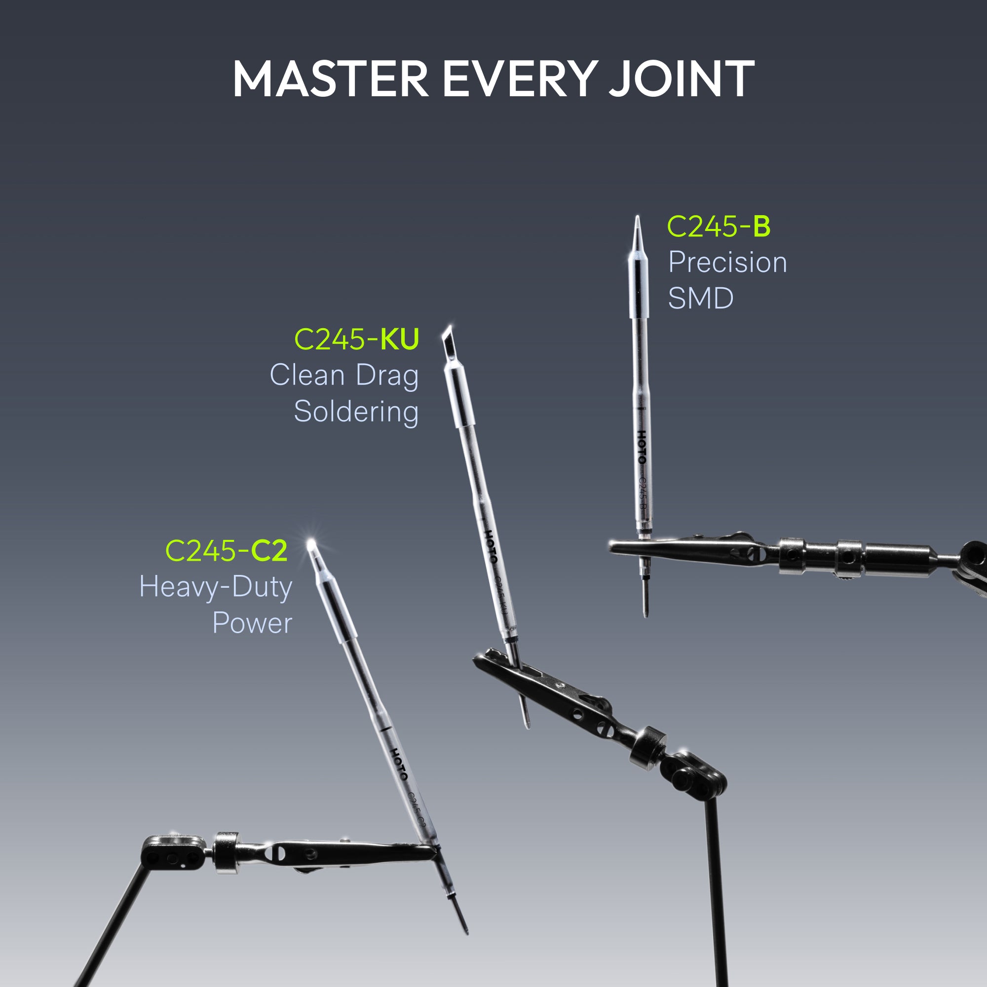 Three interchangeable C245 series tips