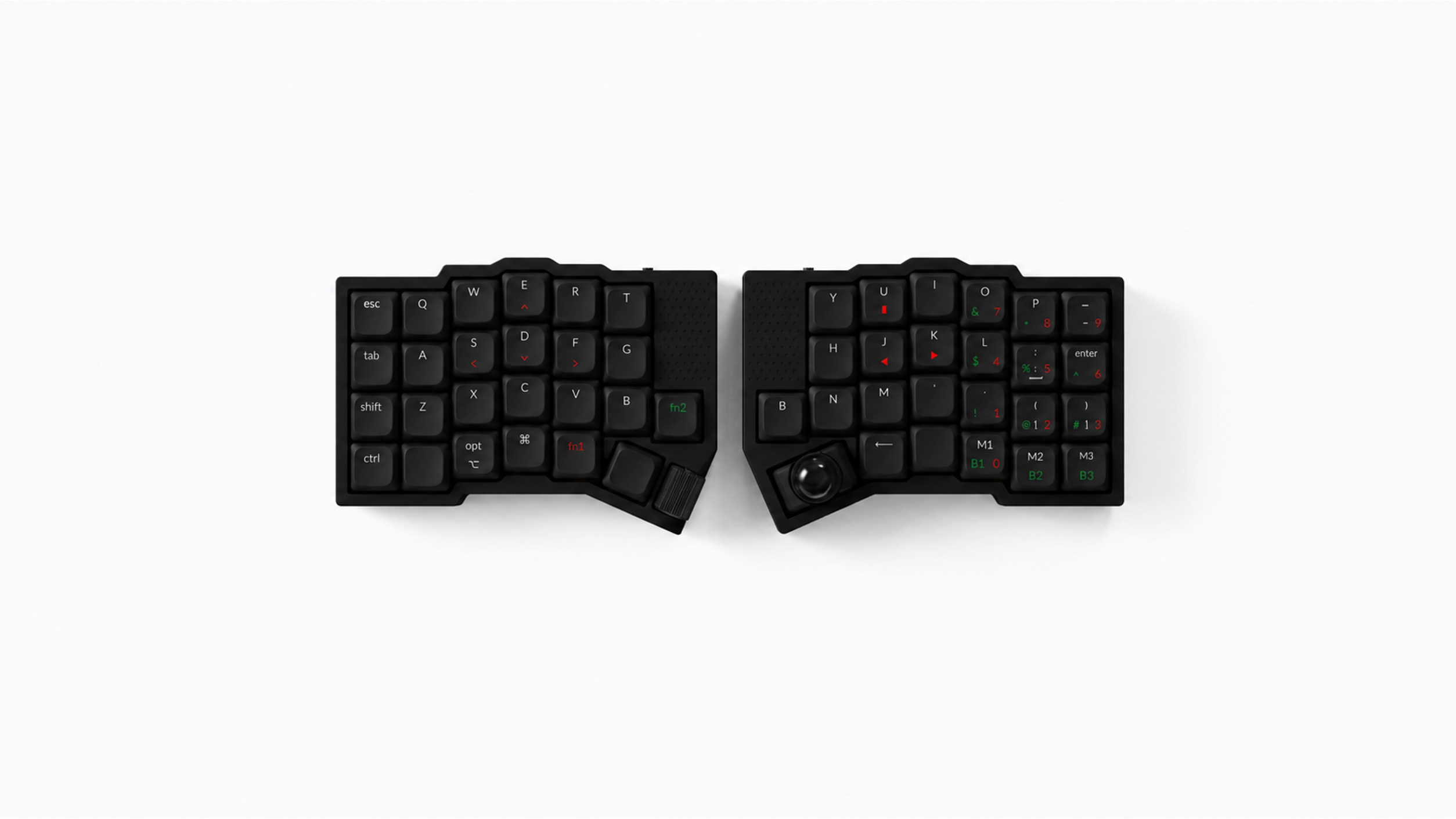 Keychron Orca echo 블랙 좌우 분할 상판 뷰