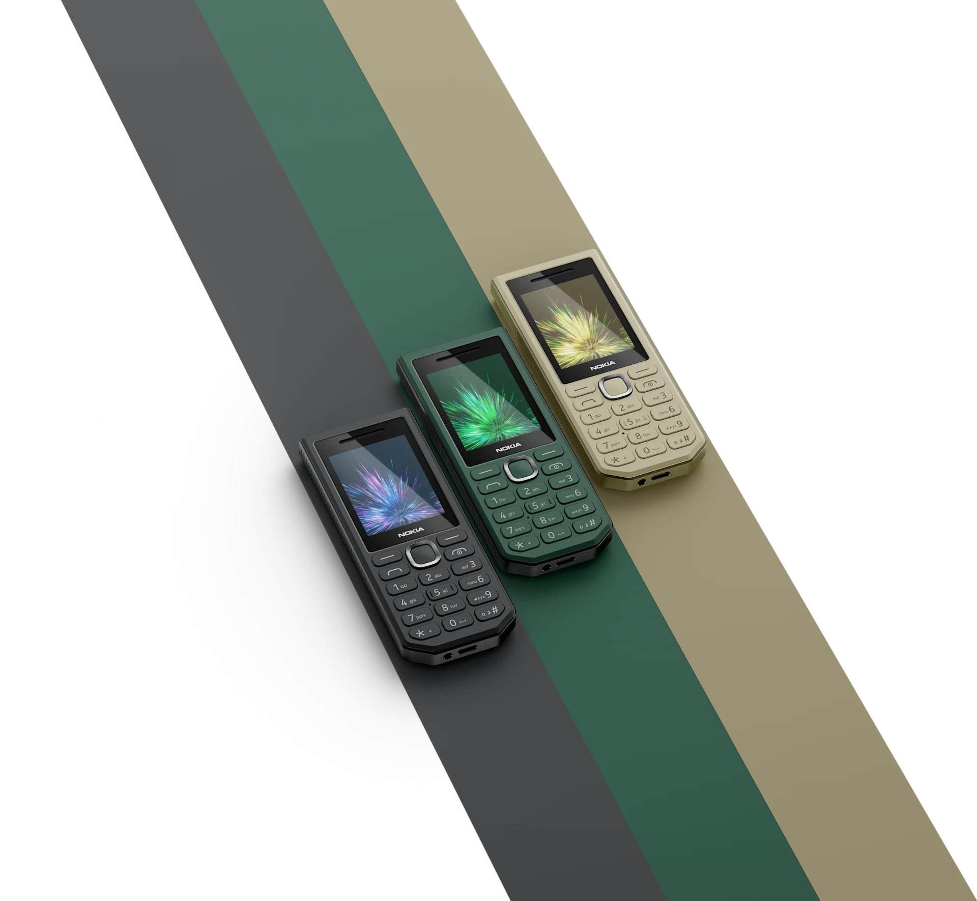 Nokia 300 Charge 메인 이미지, 3가지 컬러 라인업