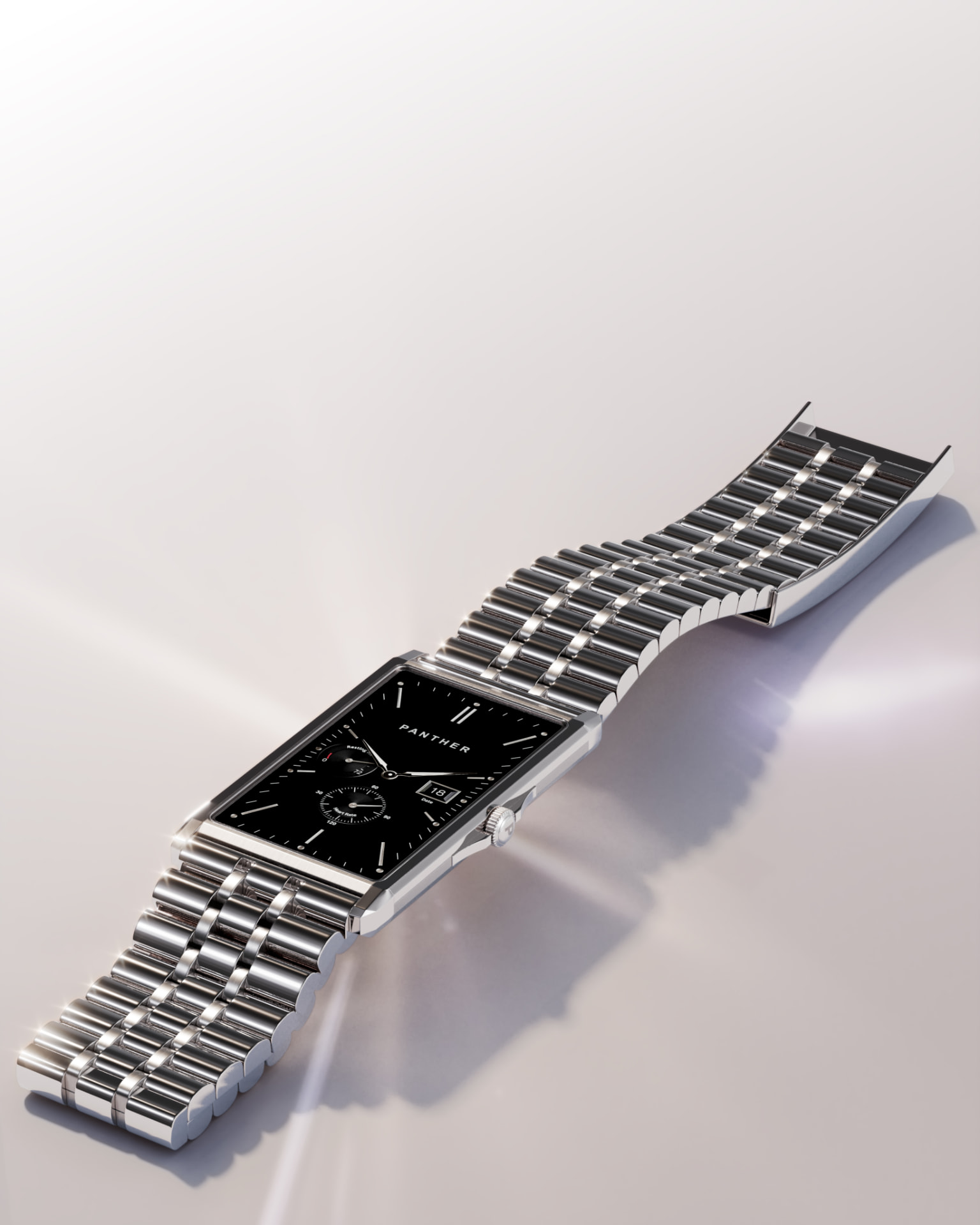 Version fitted with a steel bracelet band
