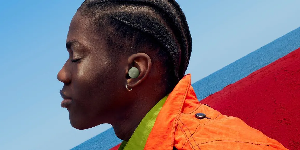 Pixel Buds Pro 2 color side shot while worn