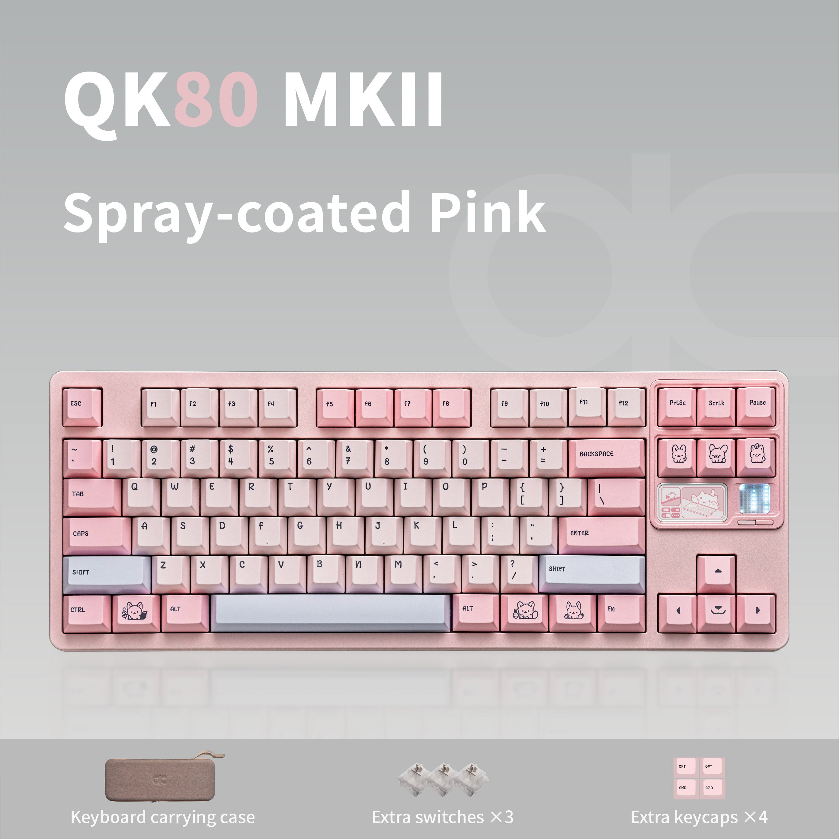 QK80 Mk2 실물 각도컷, 알루미늄 케이스 측면 라인과 스위치 배열