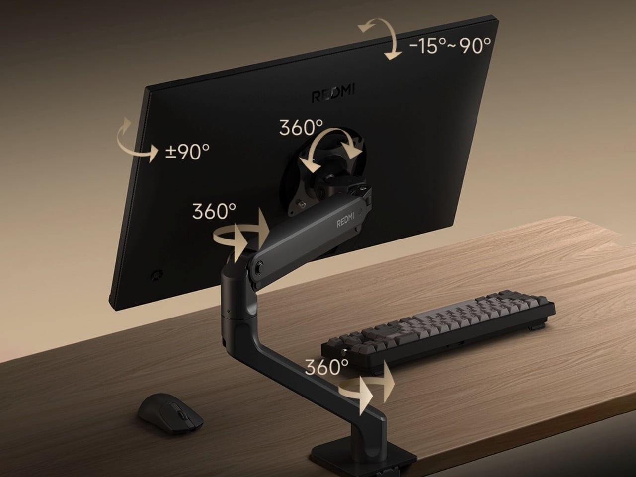 Shot showing tilt and height adjustment angles