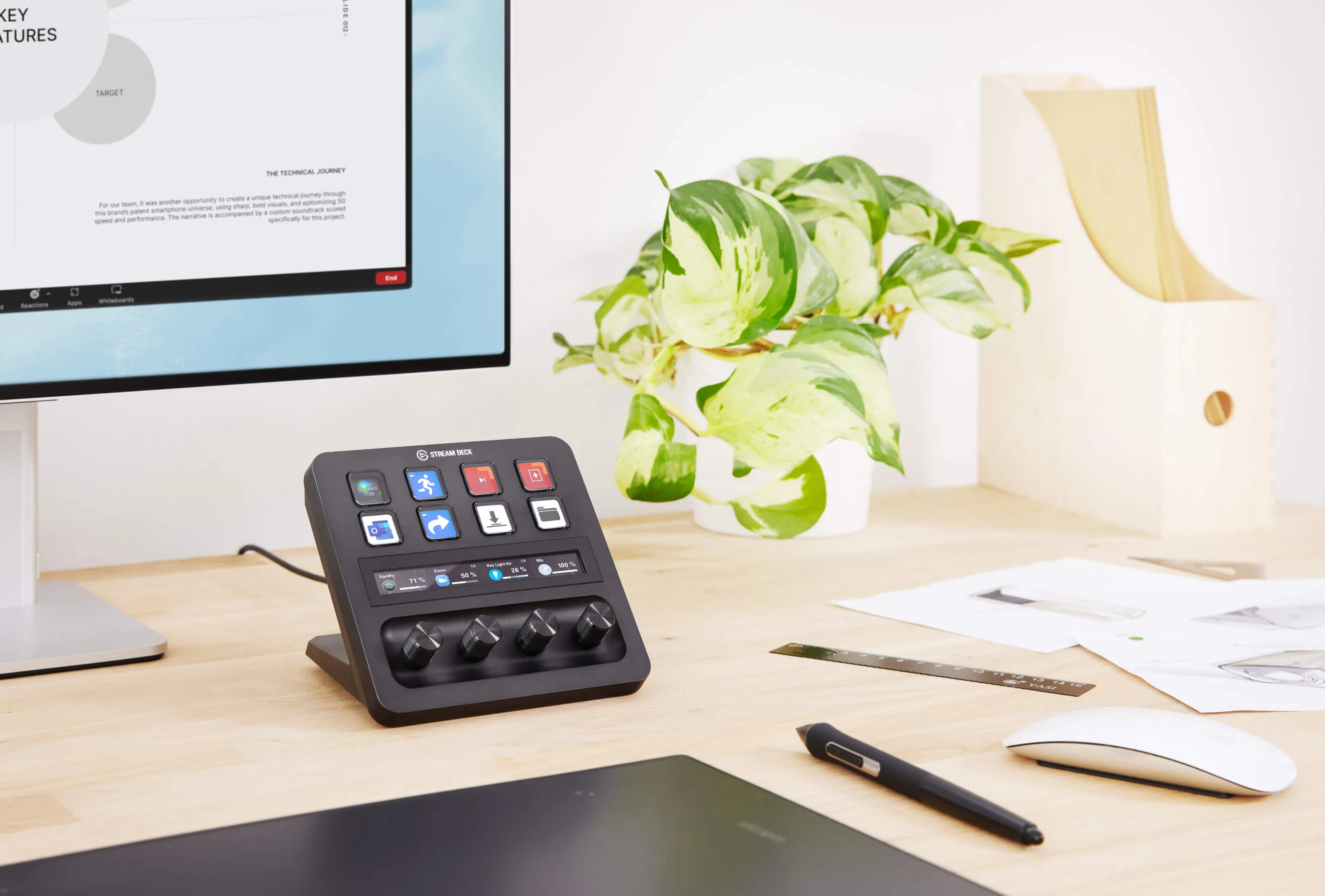 스트림덱 플러스 다이얼 클로즈업 질감