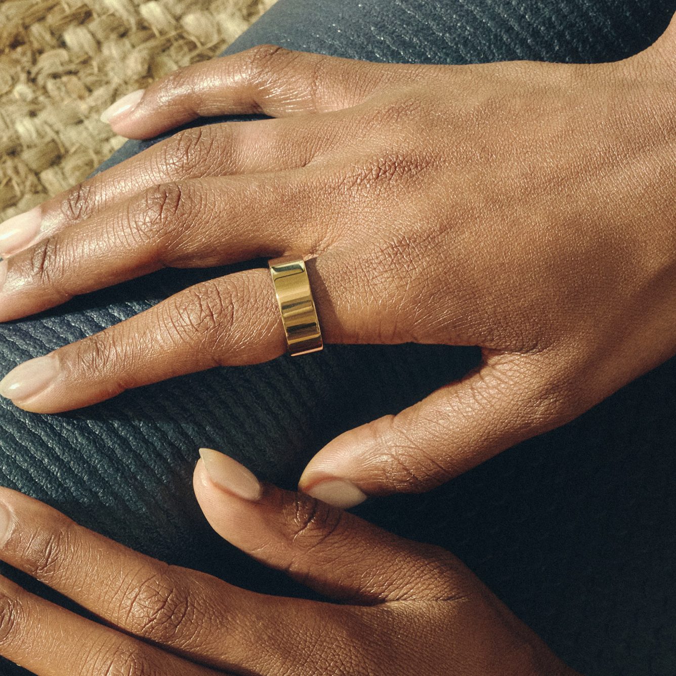 Gold ring worn on the hand