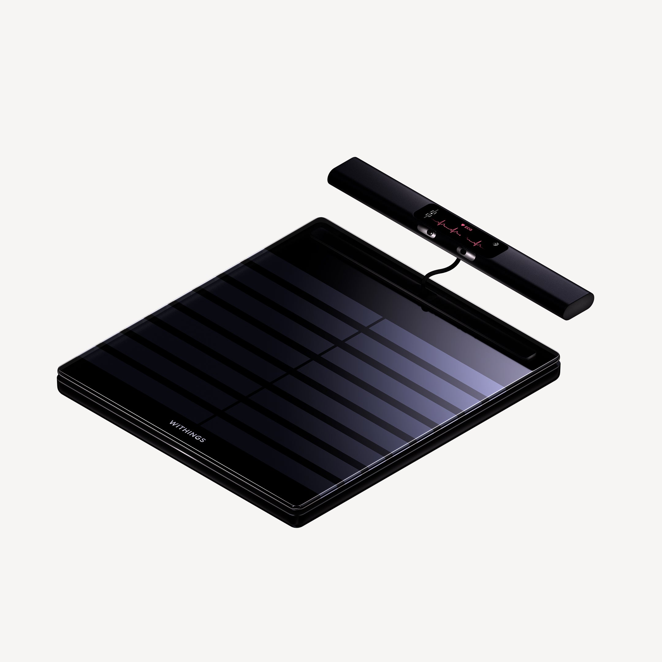 Withings BodyScan 2 측면 각도, 손잡이 디스플레이에 안내 문구 표시